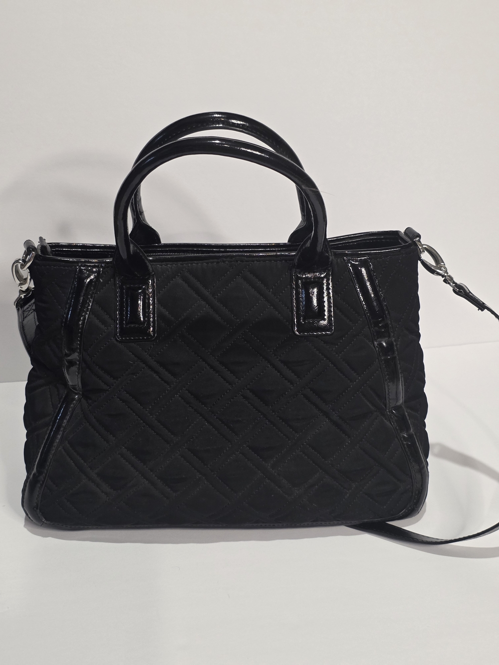 Vera Bradley Black Quilted Satchel with Patent Trim - Picture 10 of 11